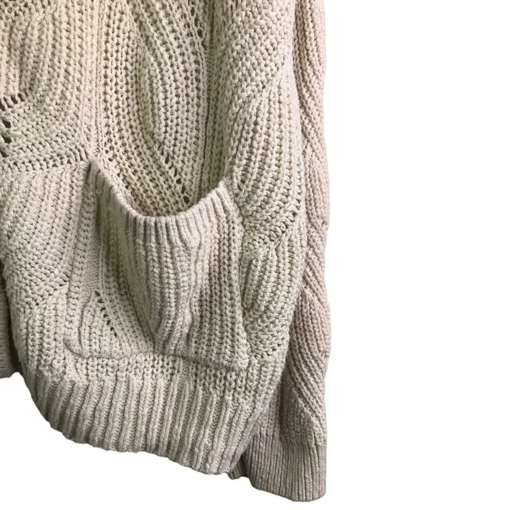Madewell Cardigan Sweater Womens L Beige‎ Cable Knit Button Front Cotton Cozy